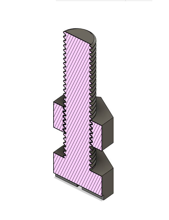 Cross section of 3D printed bolt for Filament Stand